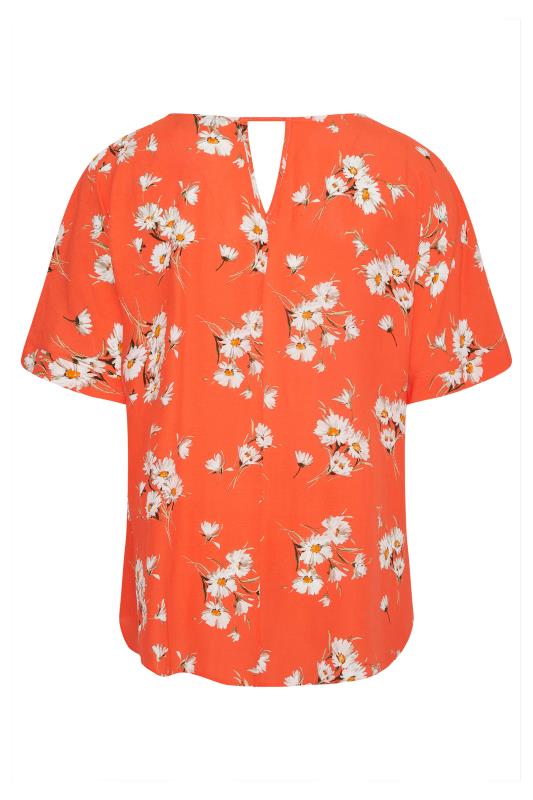 Plus Size Orange Floral Print Keyhole Back Chiffon Blouse | Yours Clothing  6