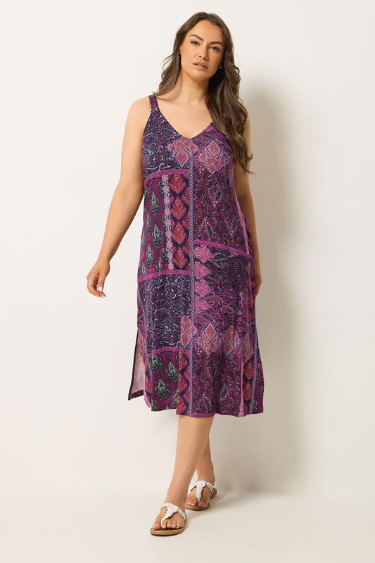 YOURS Plus Size Purple Paisley Throw On Dress | Yours Clothing 1
