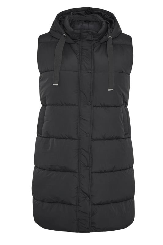 Plus Size Black Maxi Panelled Puffer Gilet | Yours Clothing 6