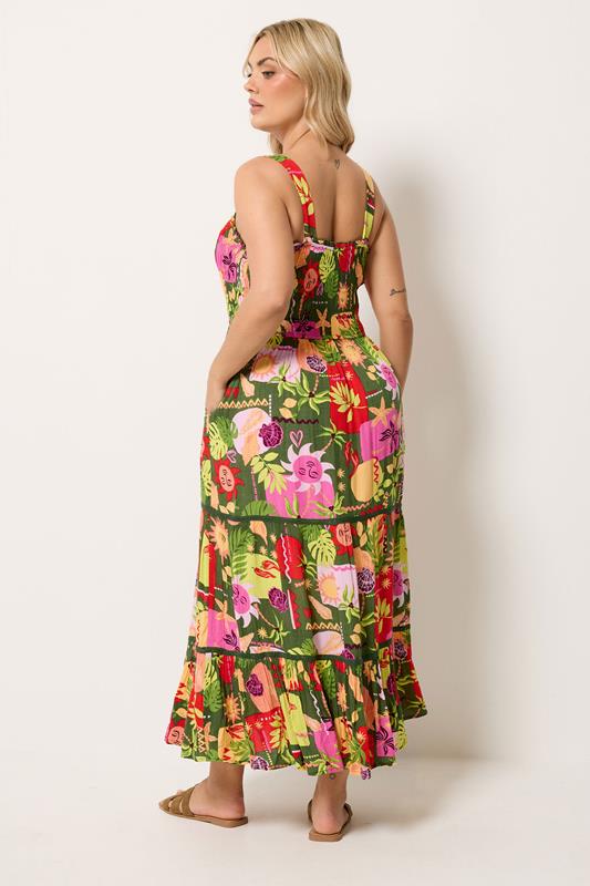 YOURS Plus Size Green Mixed Shell Placket Dress | Yours Clothing 2