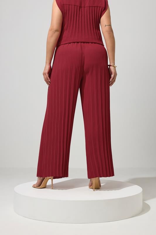 YOURS LONDON Plus Size Red Pleated Trousers | Yours Clothing 2
