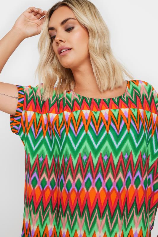 YOURS Plus Size Green Zig Zag Print Tunic Dress | Yours Clothing 4