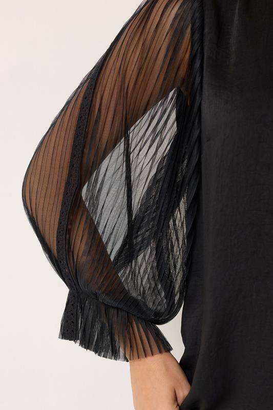 M&Co Black Pleated Sleeve Blouse | M&Co 4