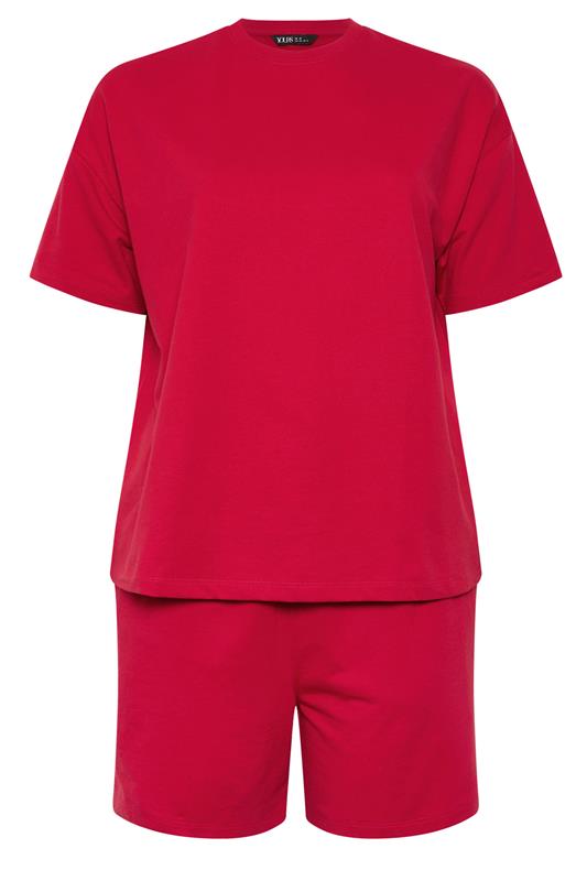 YOURS Plus Size Red T-Shirt & Short Sweat Set | Yours Clothing 5