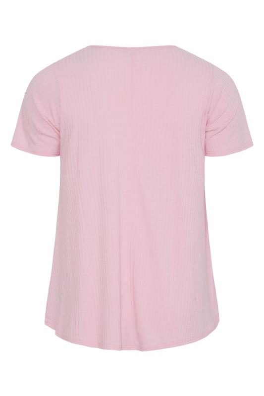 LIMITED COLLECTION Curve Light Pink Ribbed Swing Top_BK.jpg
