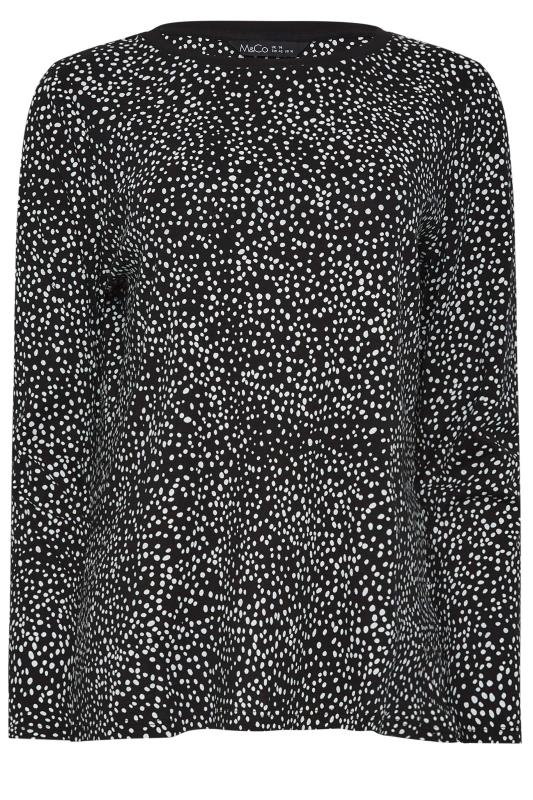 M&Co Black Spot Print Long Sleeve Cotton Top | M&Co 6