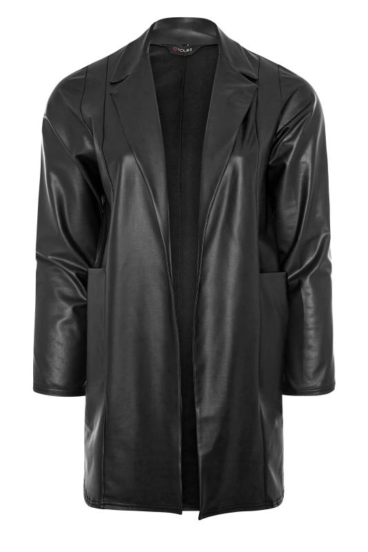 Plus Size Black Faux Leather Longline Blazer | Yours Clothing 6