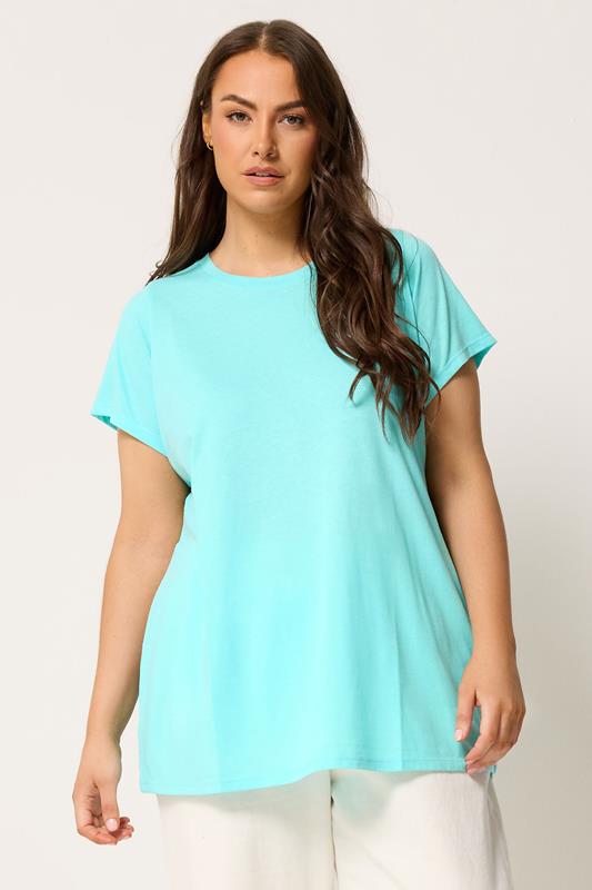  YOURS Camiseta básica azul lisa
