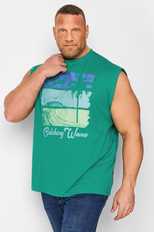 Men's  KAM Big & Tall Green 'California' Printed Vest Top