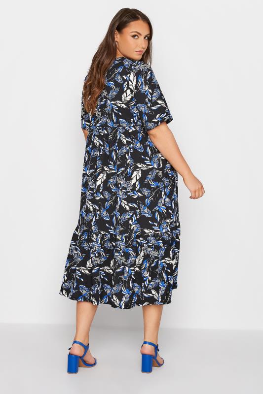 Plus Size Black Floral Print Tiered Midi Dress | Yours Clothing  3