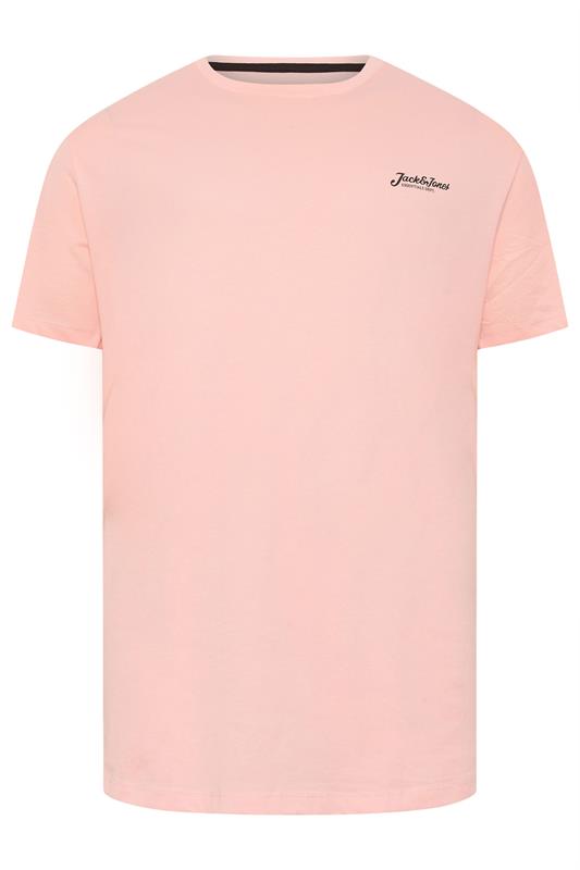 JACK & JONES Big & Tall 5 Pack Blue/Off-White/Yellow/Green/Pink Core T-Shirts | BadRhino 10