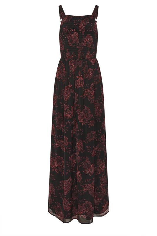 LTS Tall Women's Black & Red Rose Shirred Maxi Dress | Long Tall Sally 7