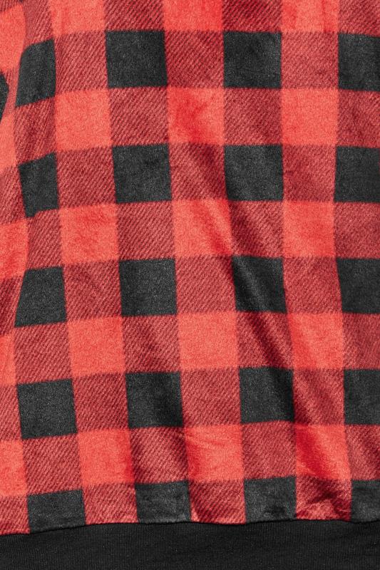 Plus Size Black & Red Check Print Fleece Lounge Set | Yours Clothing 6