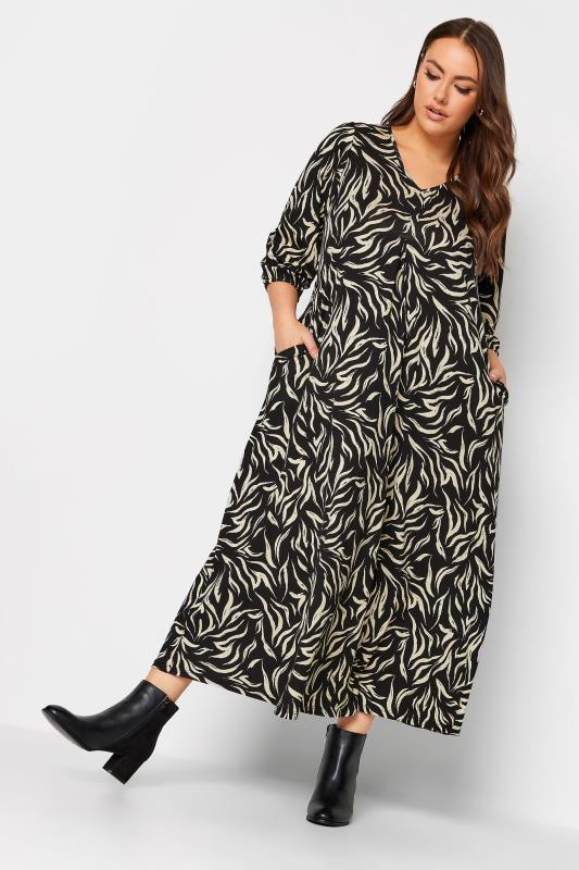 YOURS Plus Size Black Zebra Print Maxi Dress | Yours Clothing