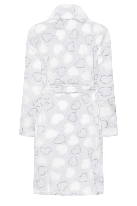 YOURS PETITE Plus Size Grey Heart Print Dressing Gown | Yours Clothing 2