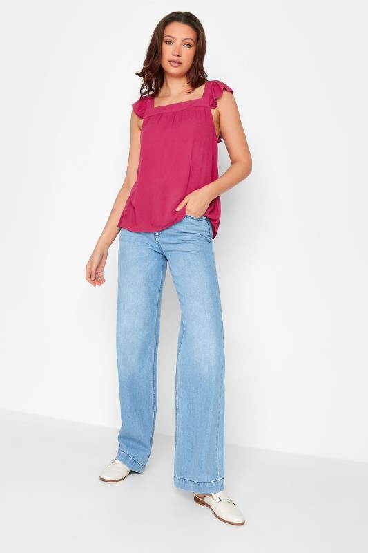 LTS Tall Women's Pink Crinkle Frill Top | Long Tall Sally 2