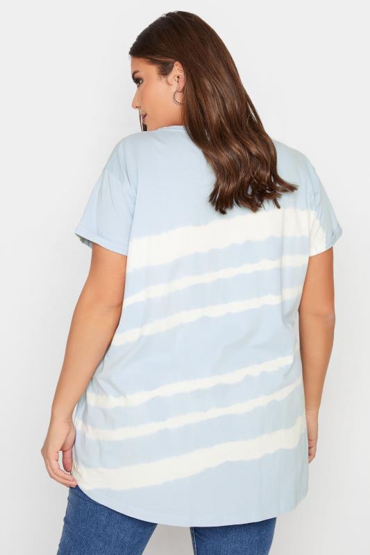 YOURS FOR GOOD Curve Pale Blue Stripe Tie Dye T-Shirt_C.jpg
