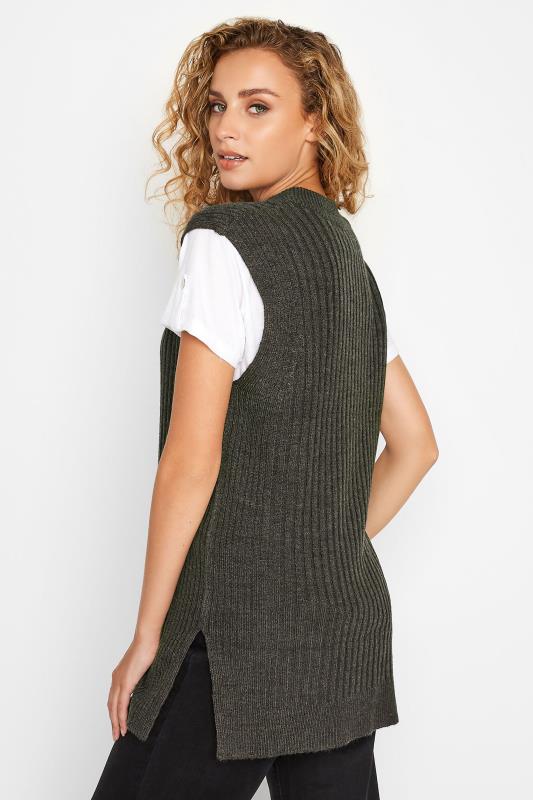 LTS Tall Charcoal Grey Knitted Ribbed Vest Top 2