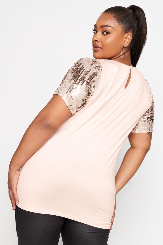 YOURS LONDON Plus Size Pink Ombre Sequin Top | Yours Clothing 3