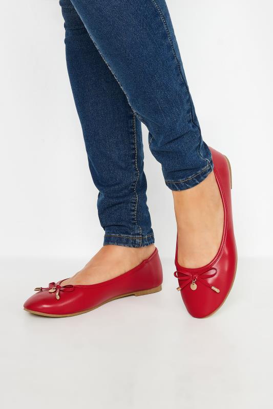 LTS Red Ballerina Pumps In Standard Fit | Long Tall Sally 1