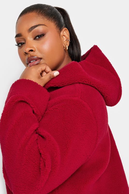 YOURS Plus Size Red Teddy Hooded Jacket | Yours Clothing 4