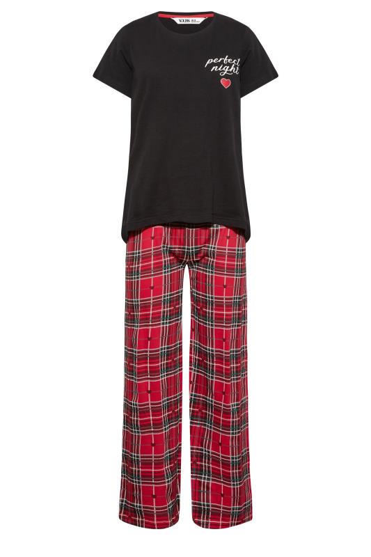 Plus Size  YOURS PETITE Curve Black & Red 'Perfect Night' Check Print Pyjama Set