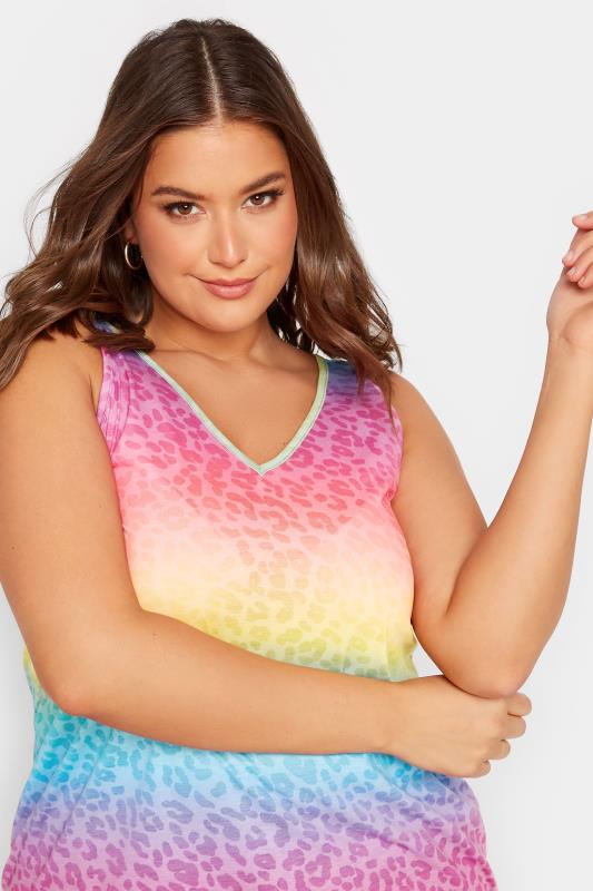 YOURS Plus Size Pink Animal Print Burnout Swing Vest Top | Yours Clothing 4