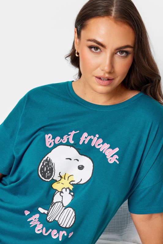 YOURS Plus Size Green Snoopy 'Best Friends' Sleep Tee Nightdress | Yours Clothing 4