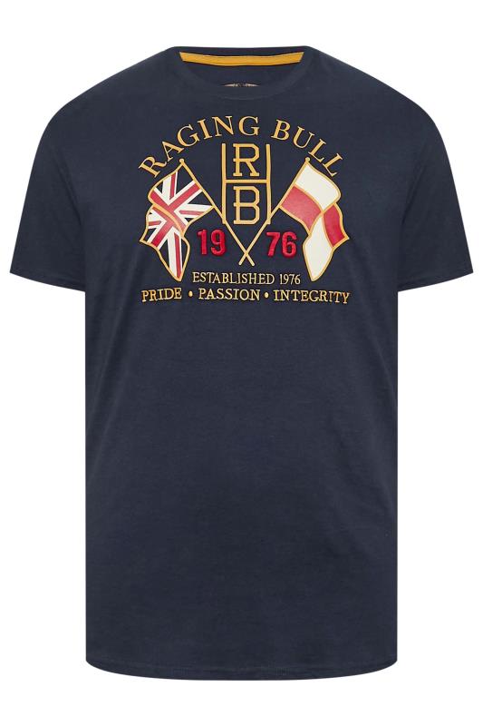 RAGING BULL Big & Tall Navy Blue Flags T-Shirt | BadRhino 3