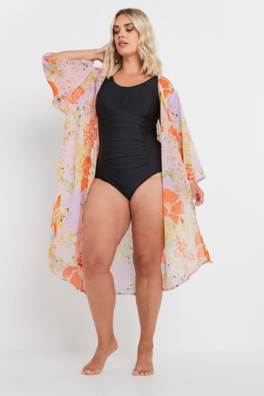 YOURS Plus Size Purple Floral Print Beach Shirt | Yours Clothing 2