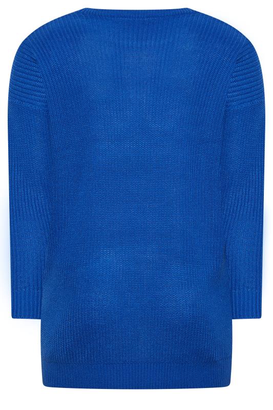 Plus Size Cobalt Blue Essential Knitted Jumper | Yours Clothing 7