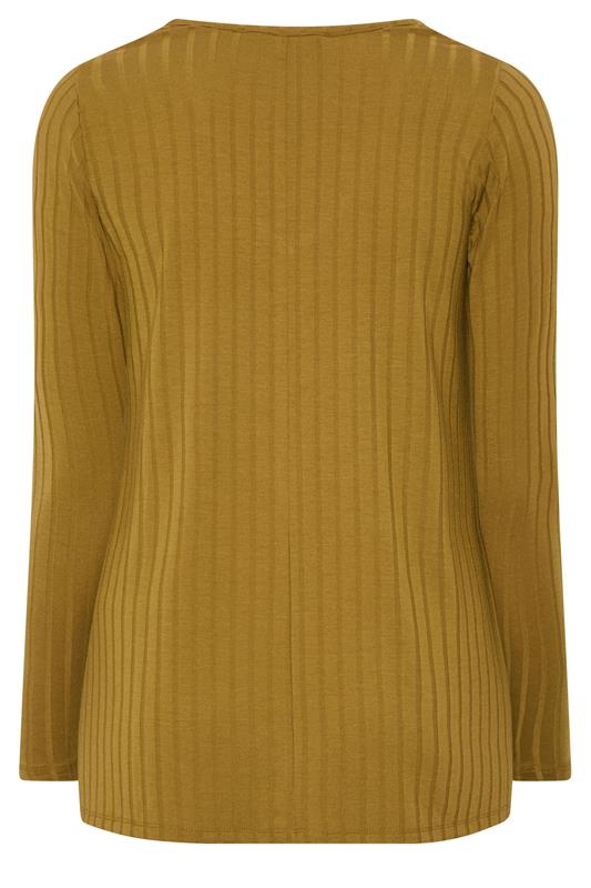YOURS Plus Size Yellow Ribbed Long Sleeve Top | Yours Clothing 6