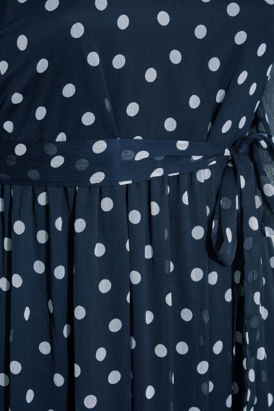 YOURS LONDON Plus Size Navy Blue Polka Dot Ruffle Maxi Dress | Yours Clothing  5
