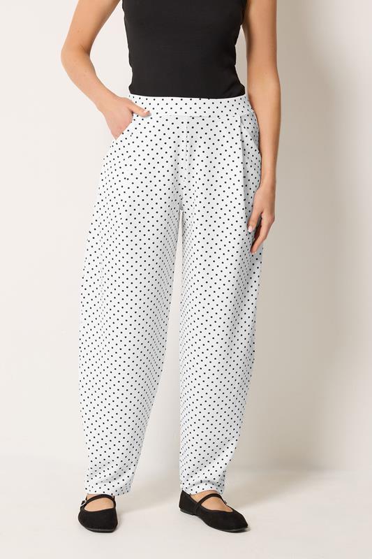 LTS Tall Women's White Polka Dot Barrel Leg Trousers | Long Tall Sally 4
