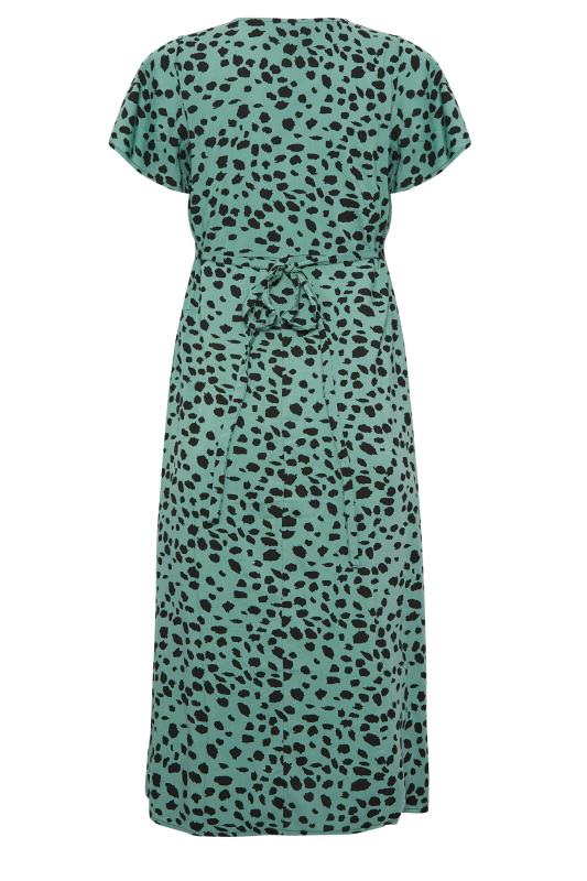 YOURS PETITE Plus Size Green Dalmatian Print Midi Tea Dress | Yours Clothing 7
