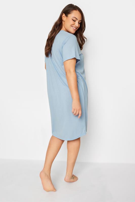 YOURS Plus Size Blue Dog Print 'Long Weekends' Slogan Nightdress 4