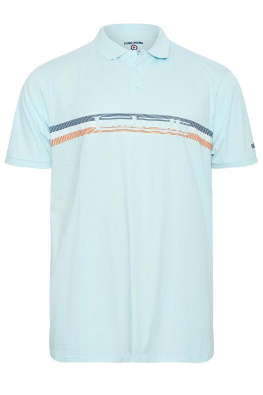 LAMBRETTA Big & Tall Blue Stripe Logo Polo Shirt 3