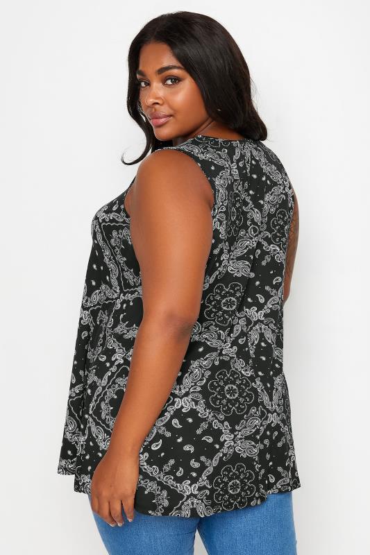 YOURS Plus Size Black Abstract Print Swing Vest Top | Yours Clothing 3