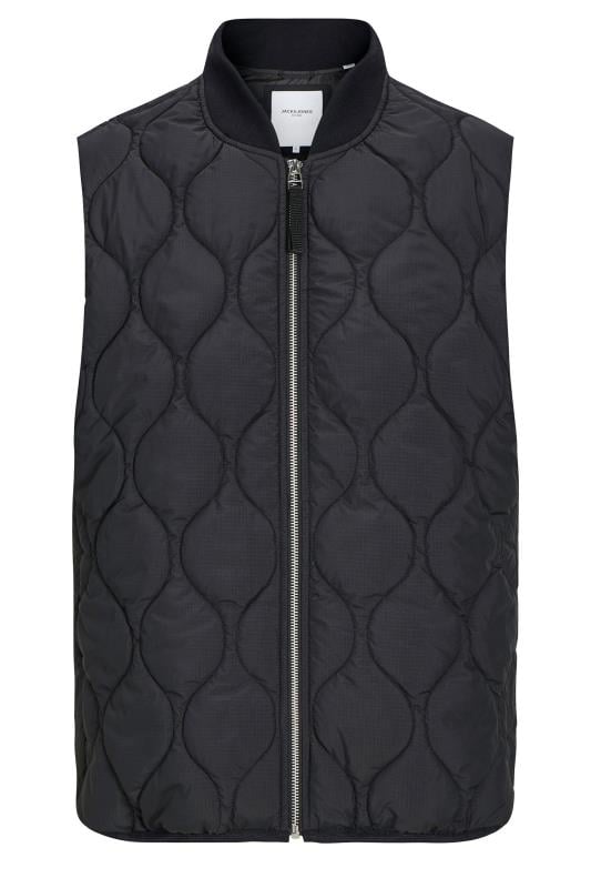  Grande Taille JACK & JONES Big & Tall Black Waterproof Quilted Gilet