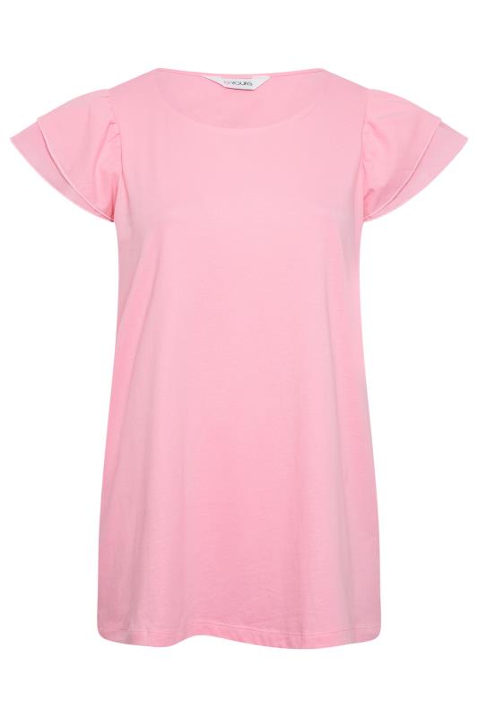YOURS Curve Plus Size 2 PACK Pink Frill Sleeve T-Shirts | Yours Clothing  8