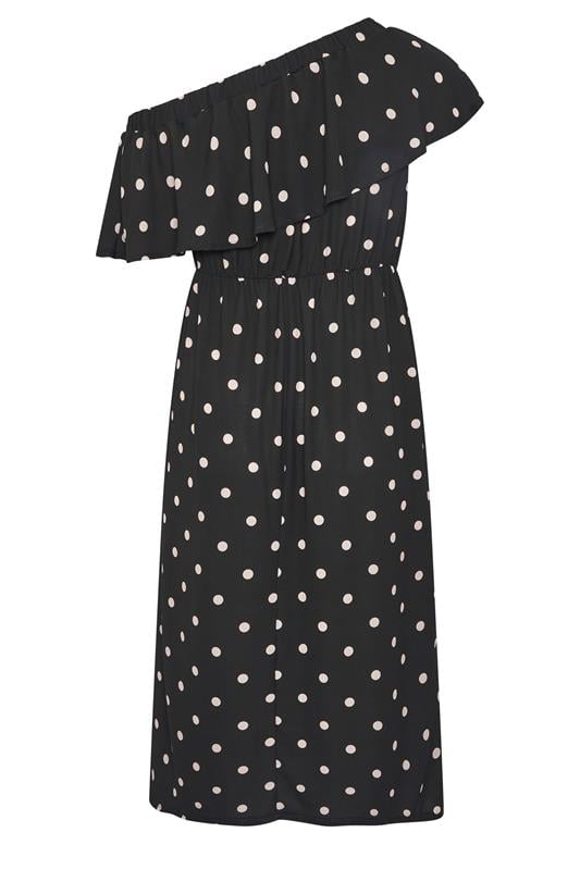 LIMITED COLLECTION Plus Size Black Polka Dot Frill Dress | Yours Clothing 6