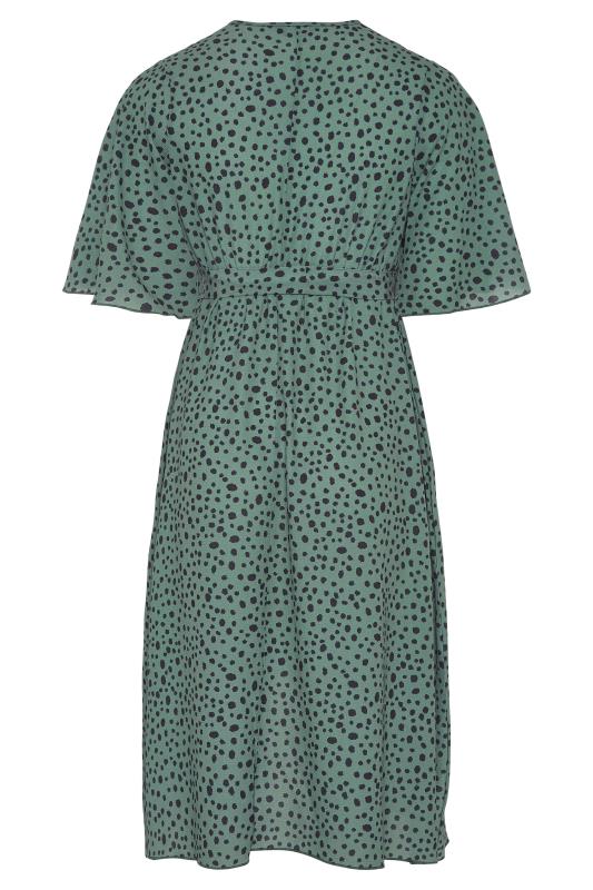 YOURS LONDON Plus Size Green Dalmatian Print Midi Wrap Dress | Yours Clothing 7