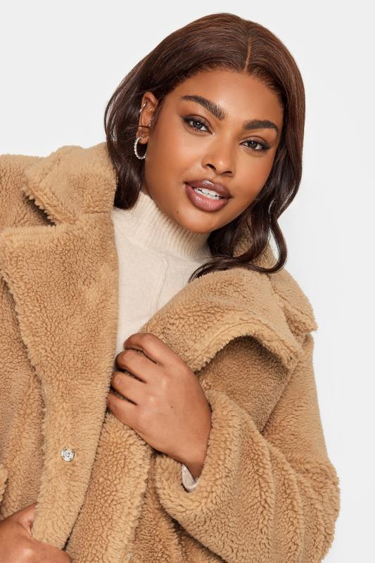 YOURS Plus Size Camel Brown Teddy Maxi Coat | Yours Clothing 5