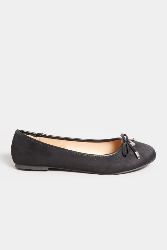LTS Black Faux Suede Ballerina Pumps In Standard Fit | Long Tall Sally 3