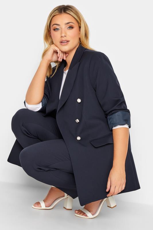 YOURS Plus Size Navy Blue Military Blazer | Yours Clothing 4