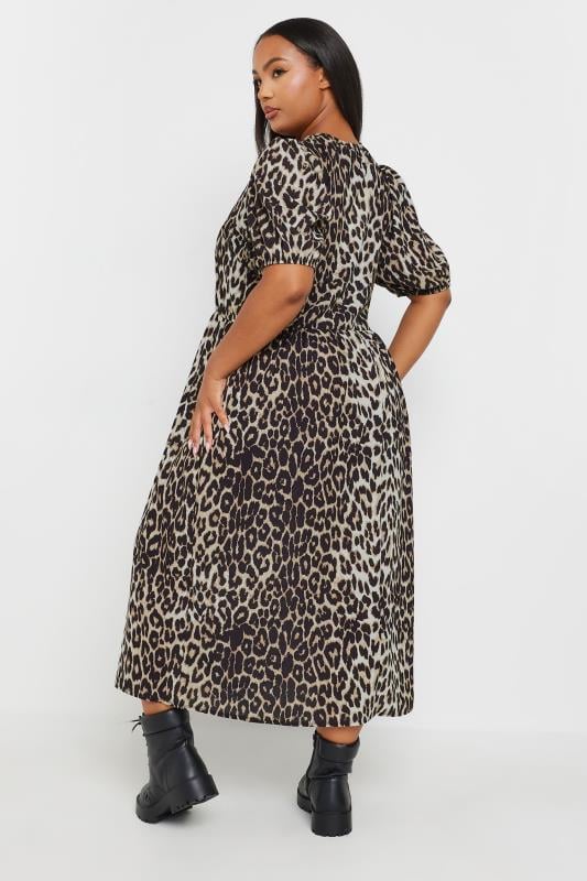 LIMITED COLLECTION Plus Size Natural Brown Leopard Print Bow Dress | Yours Clothing  5