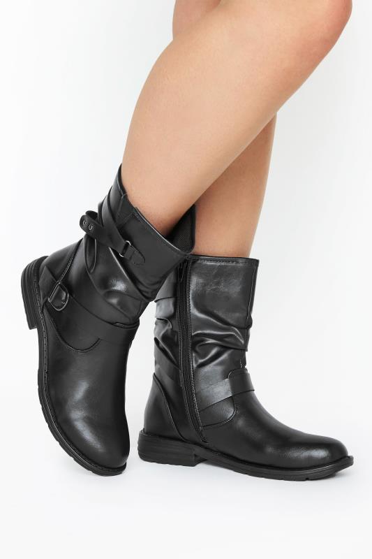 Black Vegan Leather Lace Up Ankle Boots In Extra Wide Fit | Yours Clothing