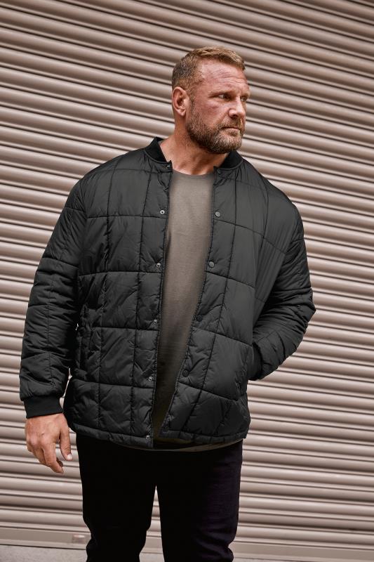  BadRhino Big & Tall Black Quilted Bomber Jacket