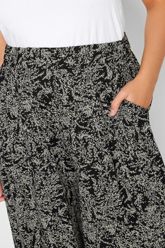 YOURS Plus Size Black Ditsy Floral Print Midaxi Culottes | Yours Clothing 3