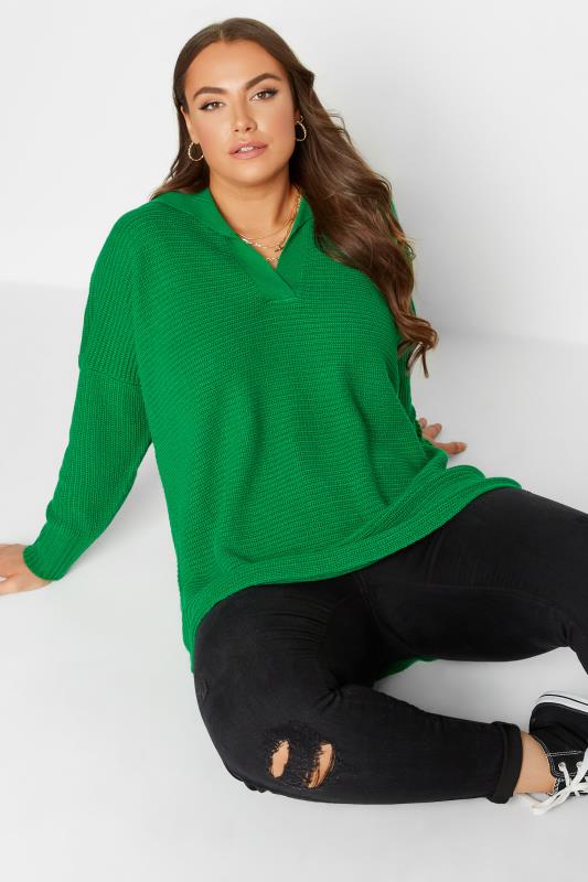 Plus Size Green Oversized Sailor Collar Jumper | Yours Clothing  1